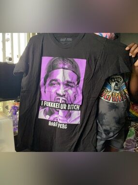 A$AP Ferg Black Graphic Tee with Purple Print